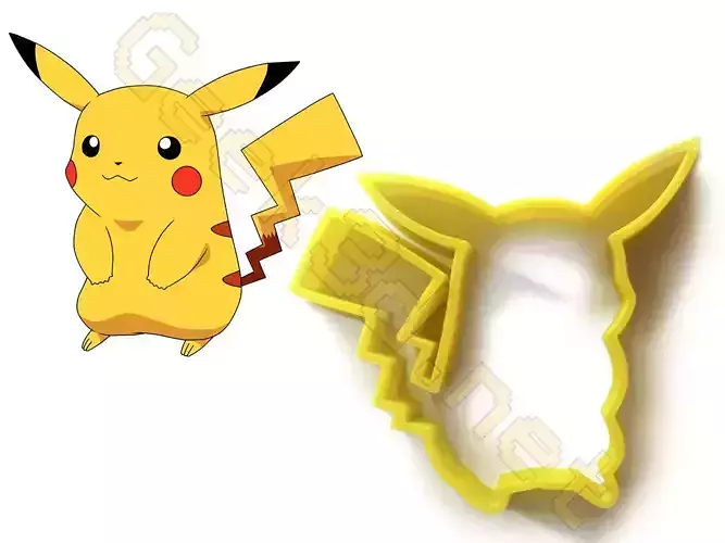 Cookie cutter Pikachu Pokemon 3D print model