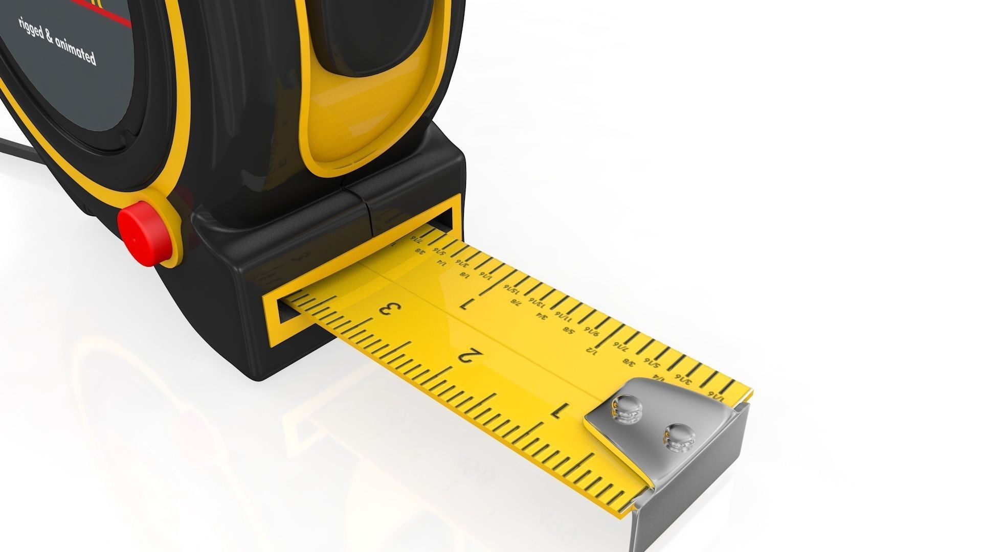 Realistic Tape Measure Animated Meter and Inch 3D model_4