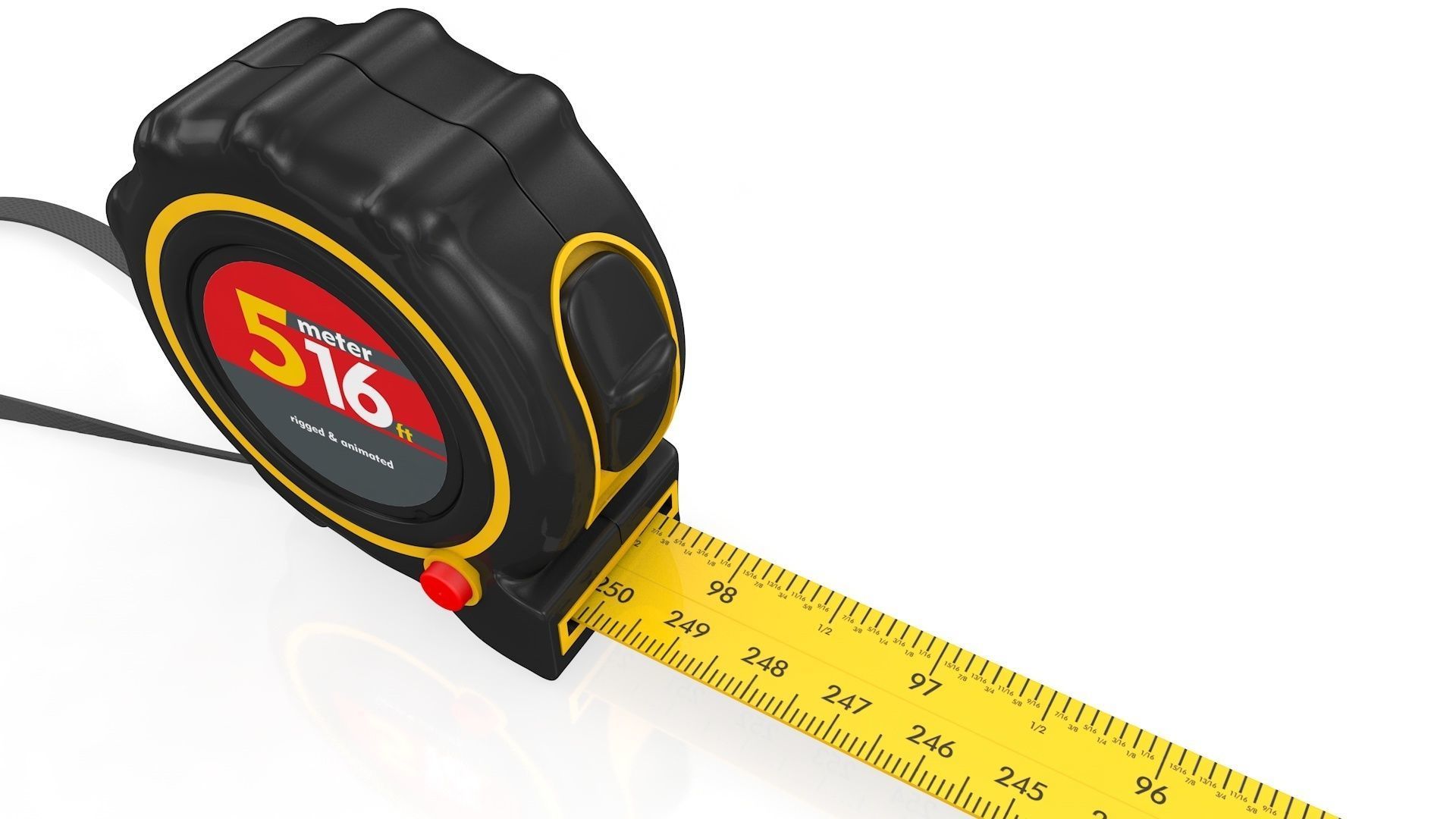 Realistic Tape Measure Animated Meter and Inch 3D model_13