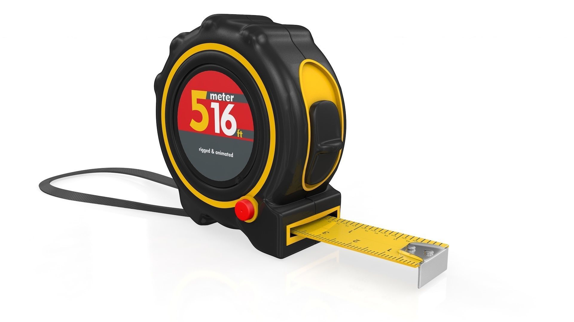 Realistic Tape Measure Animated Meter and Inch 3D model_7