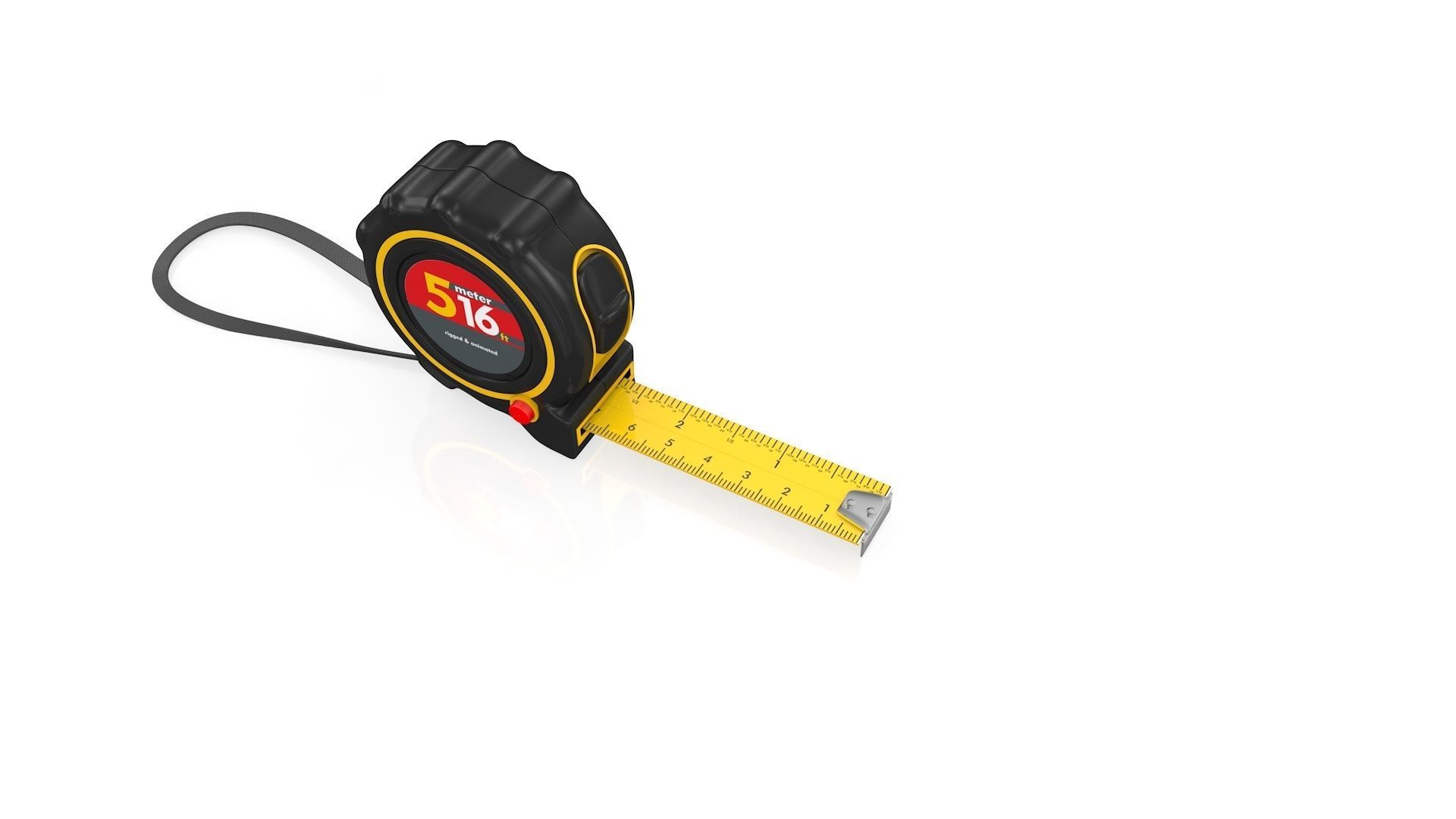 Realistic Tape Measure Animated Meter and Inch 3D model_10