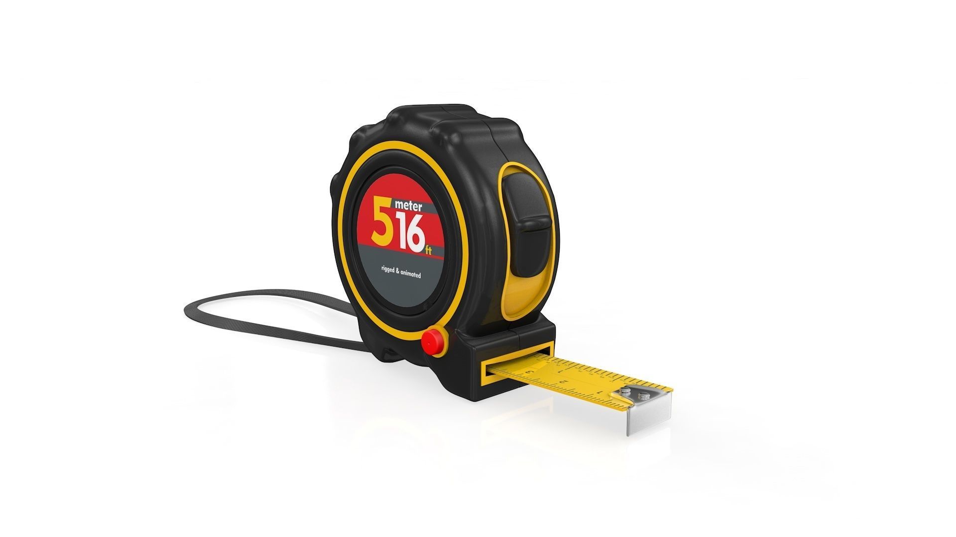 Realistic Tape Measure Animated Meter and Inch 3D model_20
