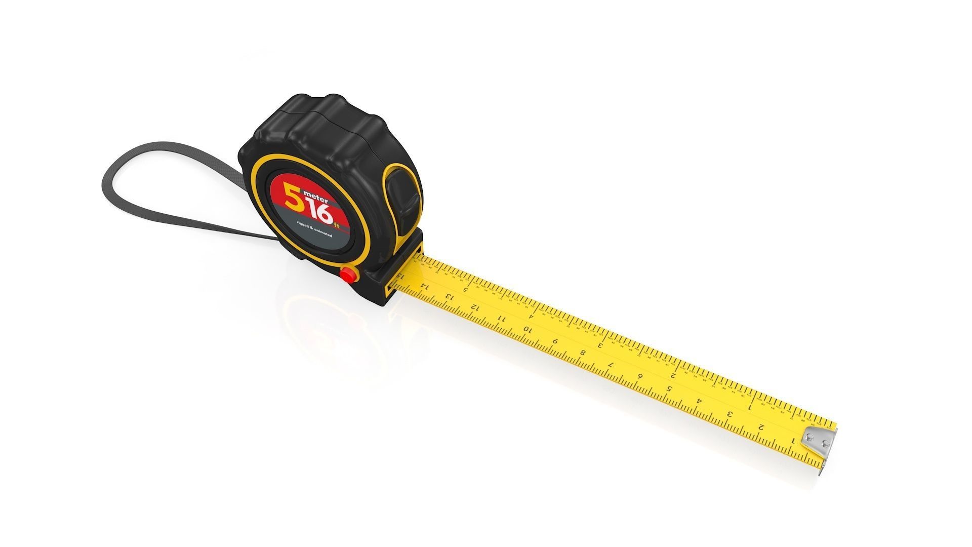 Realistic Tape Measure Animated Meter and Inch 3D model_9