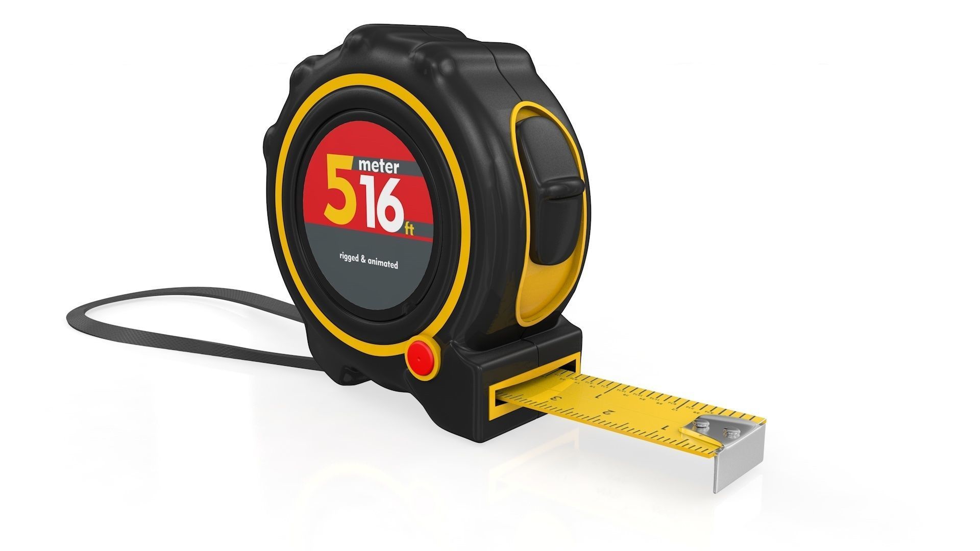 Realistic Tape Measure Animated Meter and Inch 3D model_6