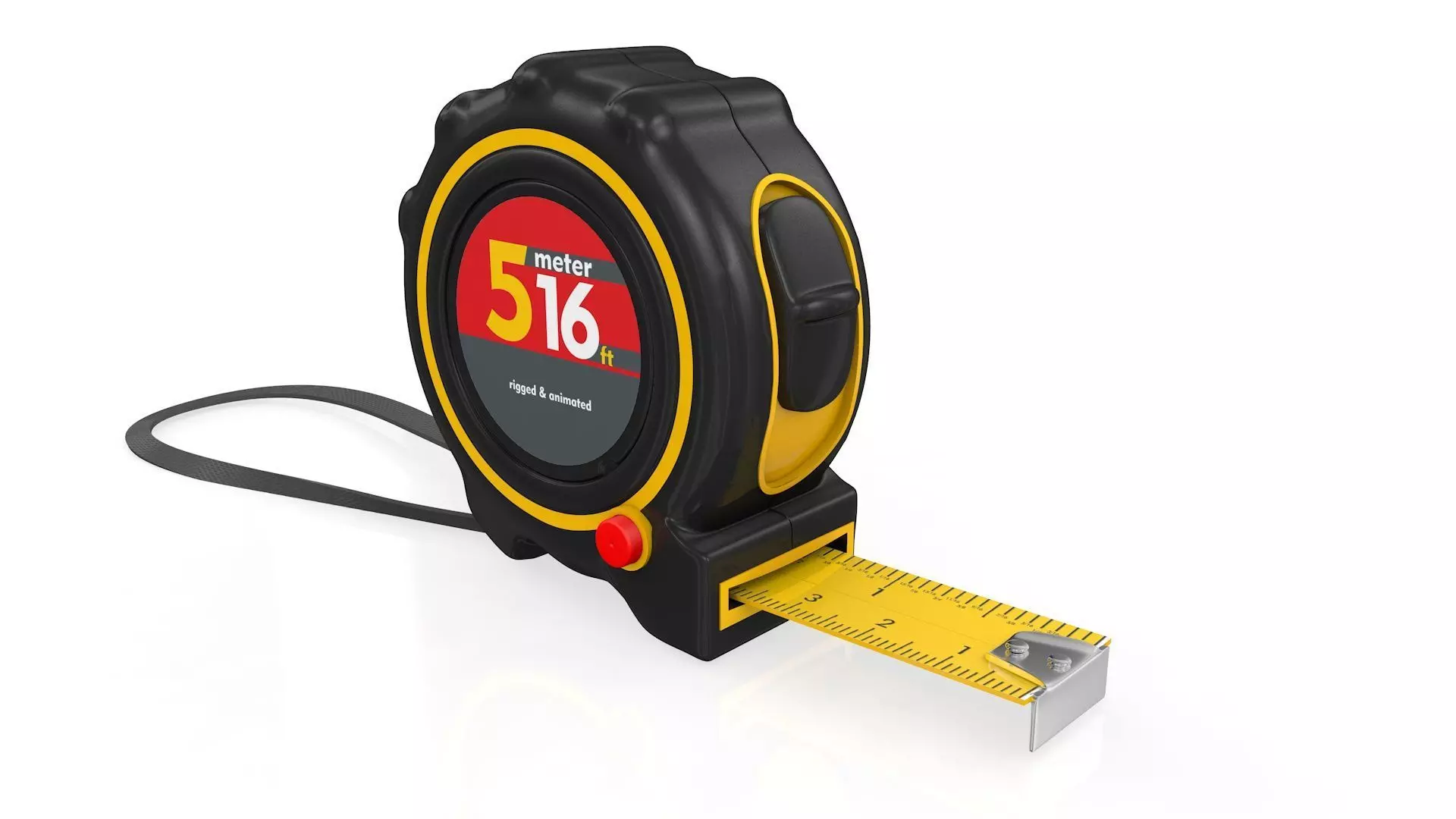 Realistic Tape Measure Animated Meter and Inch 3D model_0