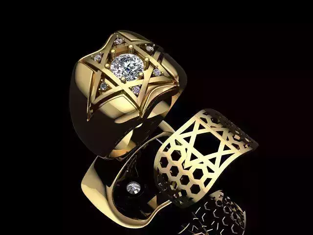men ring star of David 3D print model