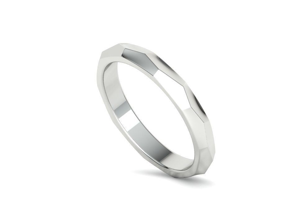Hammered Wedding band ring 3mm wide 3dmodel 3D print model_34
