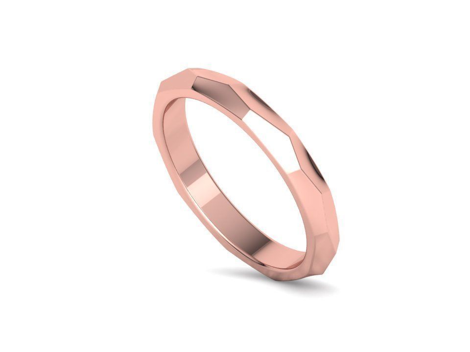 Hammered Wedding band ring 3mm wide 3dmodel 3D print model_33