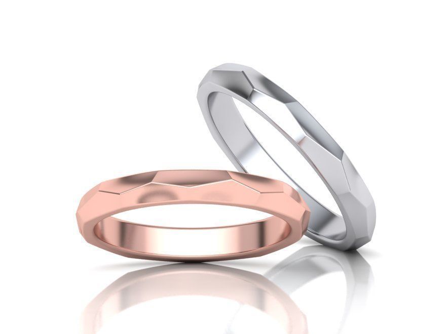 Hammered Wedding band ring 3mm wide 3dmodel 3D print model_8