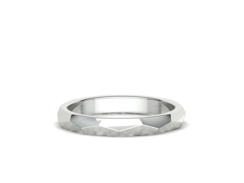 Hammered Wedding band ring 3mm wide 3dmodel 3D print model_23