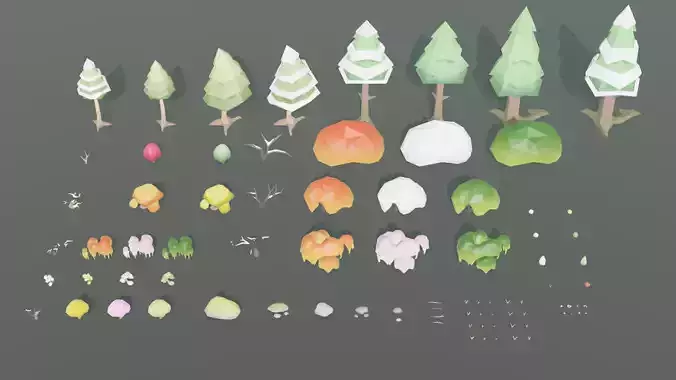 Japanese Nature low poly pack 01