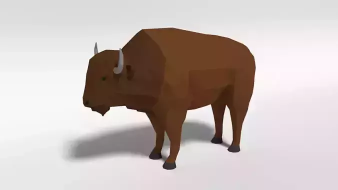 Low Poly Cartoon Bison