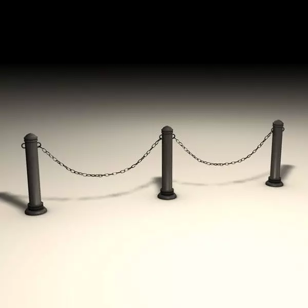 Stanchions and chain barrier 3D model_0