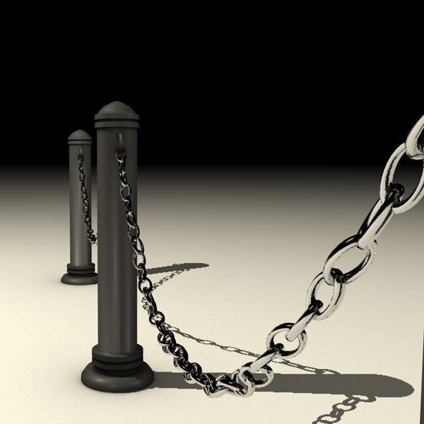 Stanchions and chain barrier 3D model_2