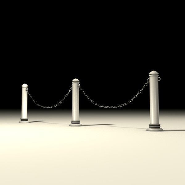 Stanchions and chain barrier 3D model_4