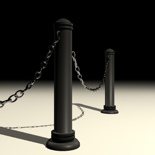 Stanchions and chain barrier 3D model_3