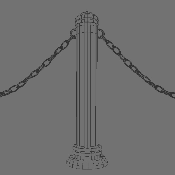 Stanchions and chain barrier 3D model_5