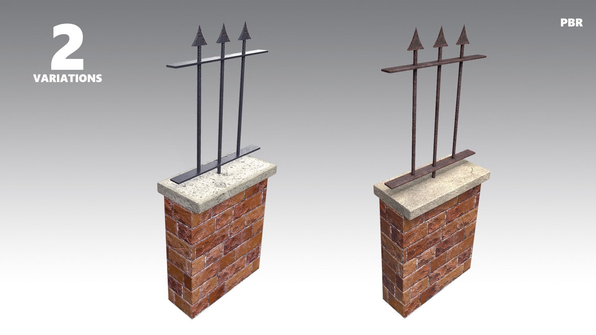 Brick Wall Pack PBR - Modular - Version 2 - Low-poly 3D model_1