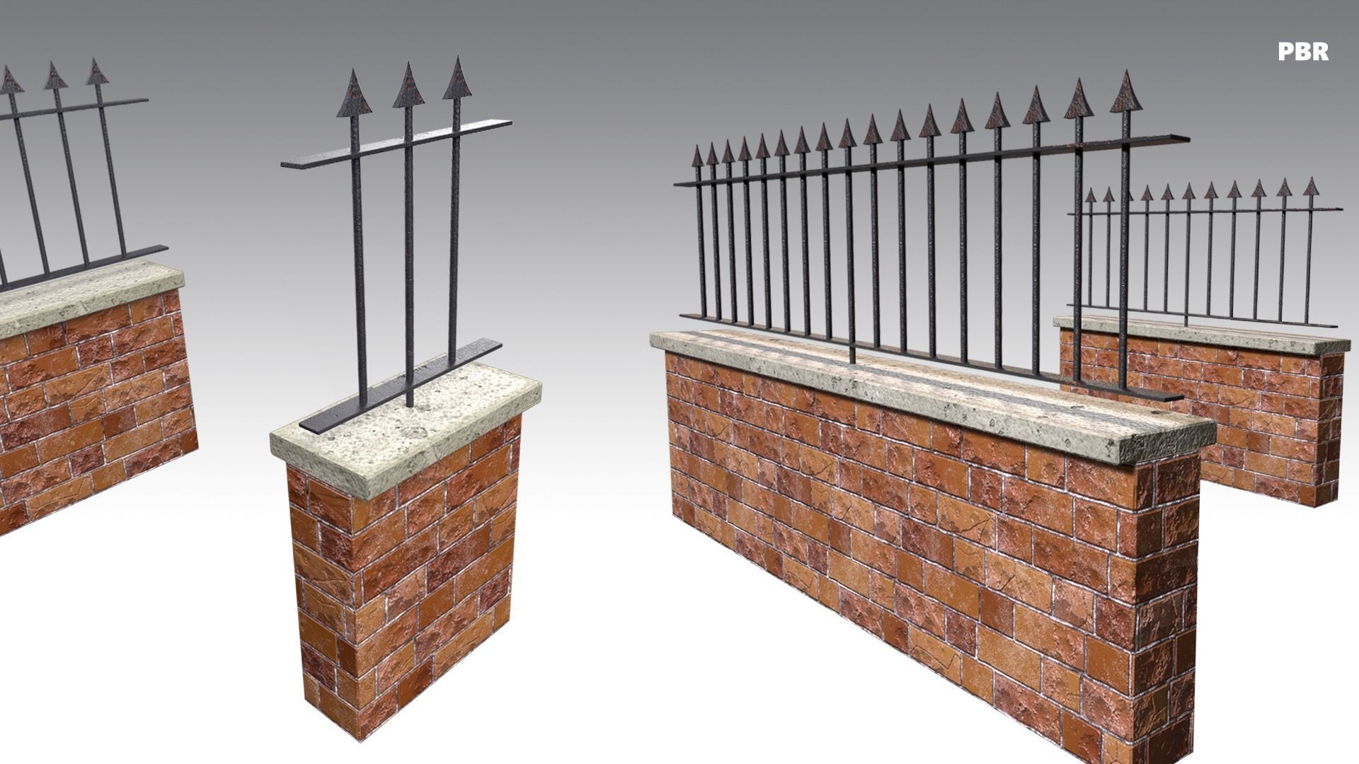 Brick Wall Pack PBR - Modular - Version 2 - Low-poly 3D model_4