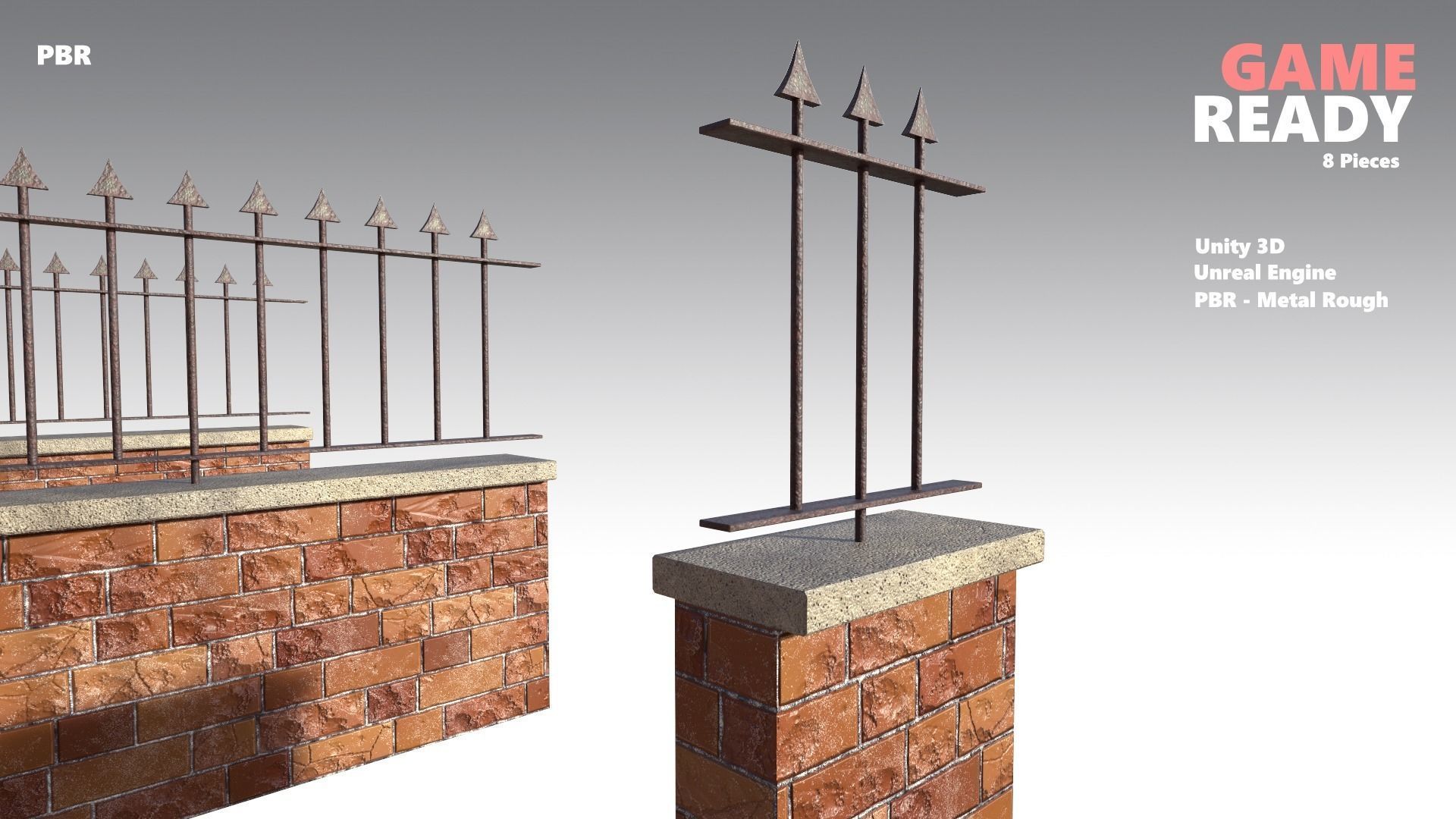 Brick Wall Pack PBR - Modular - Version 2 - Low-poly 3D model_8