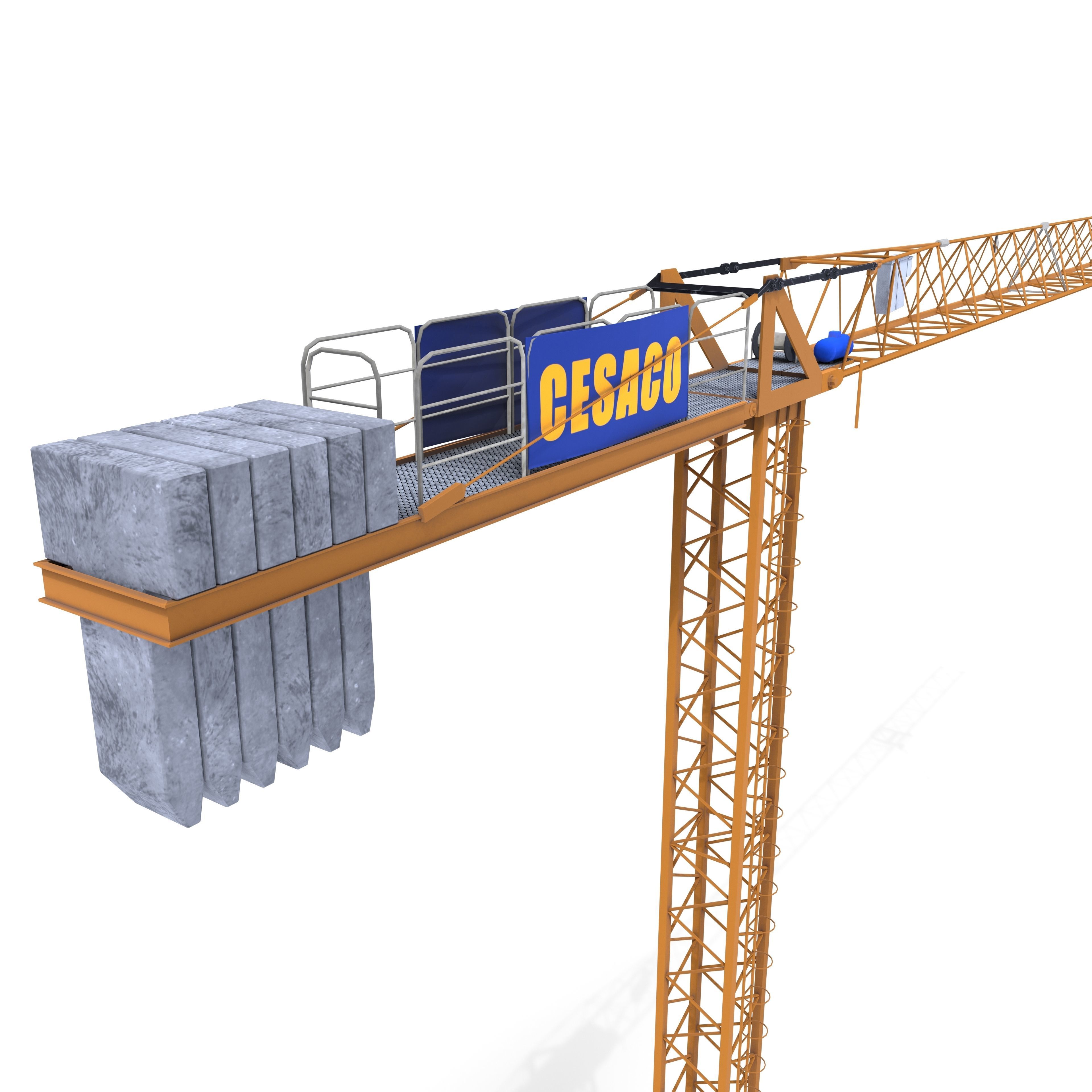 Low Poly Tower Crane 3D model_6