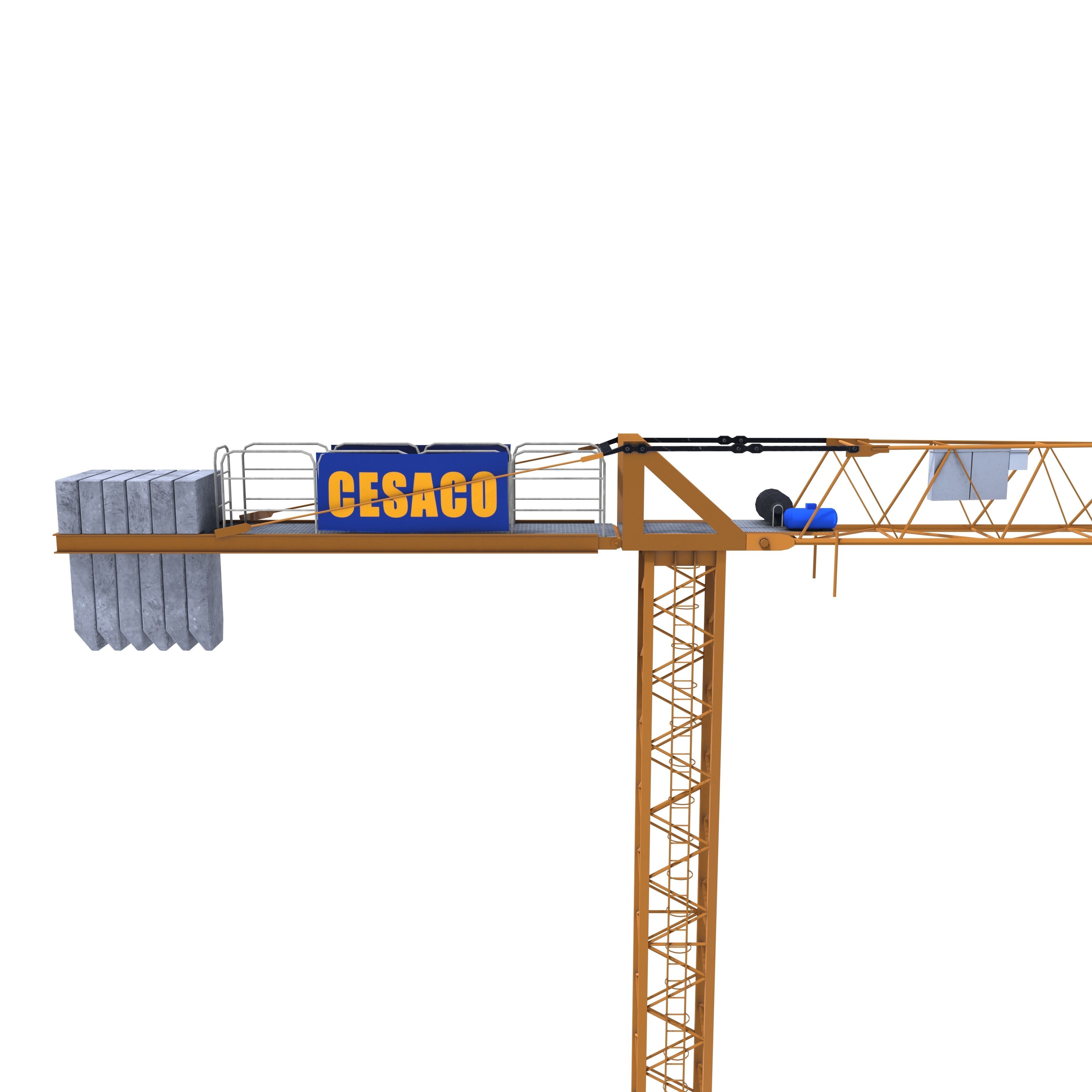 Low Poly Tower Crane 3D model_2