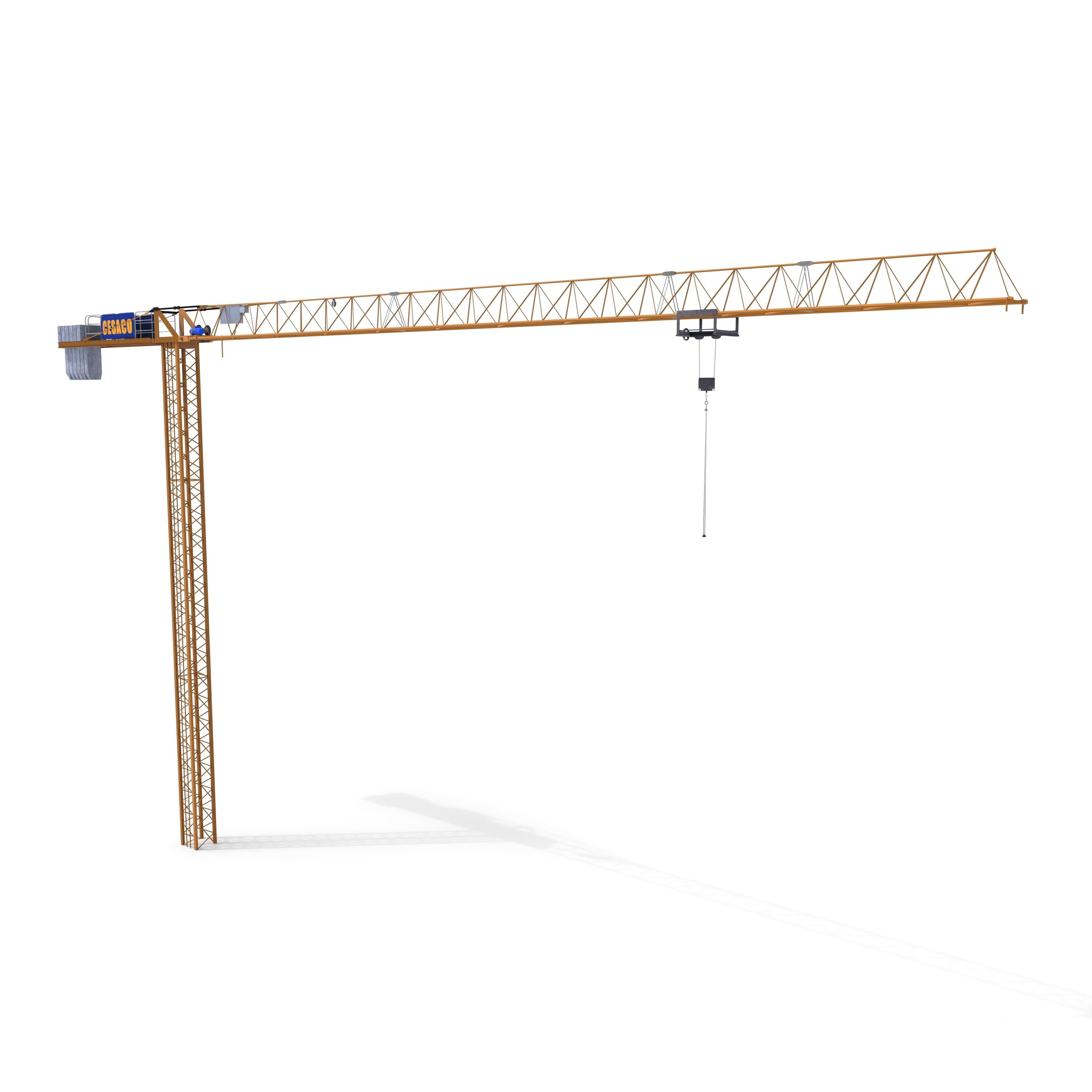 Low Poly Tower Crane 3D model_3