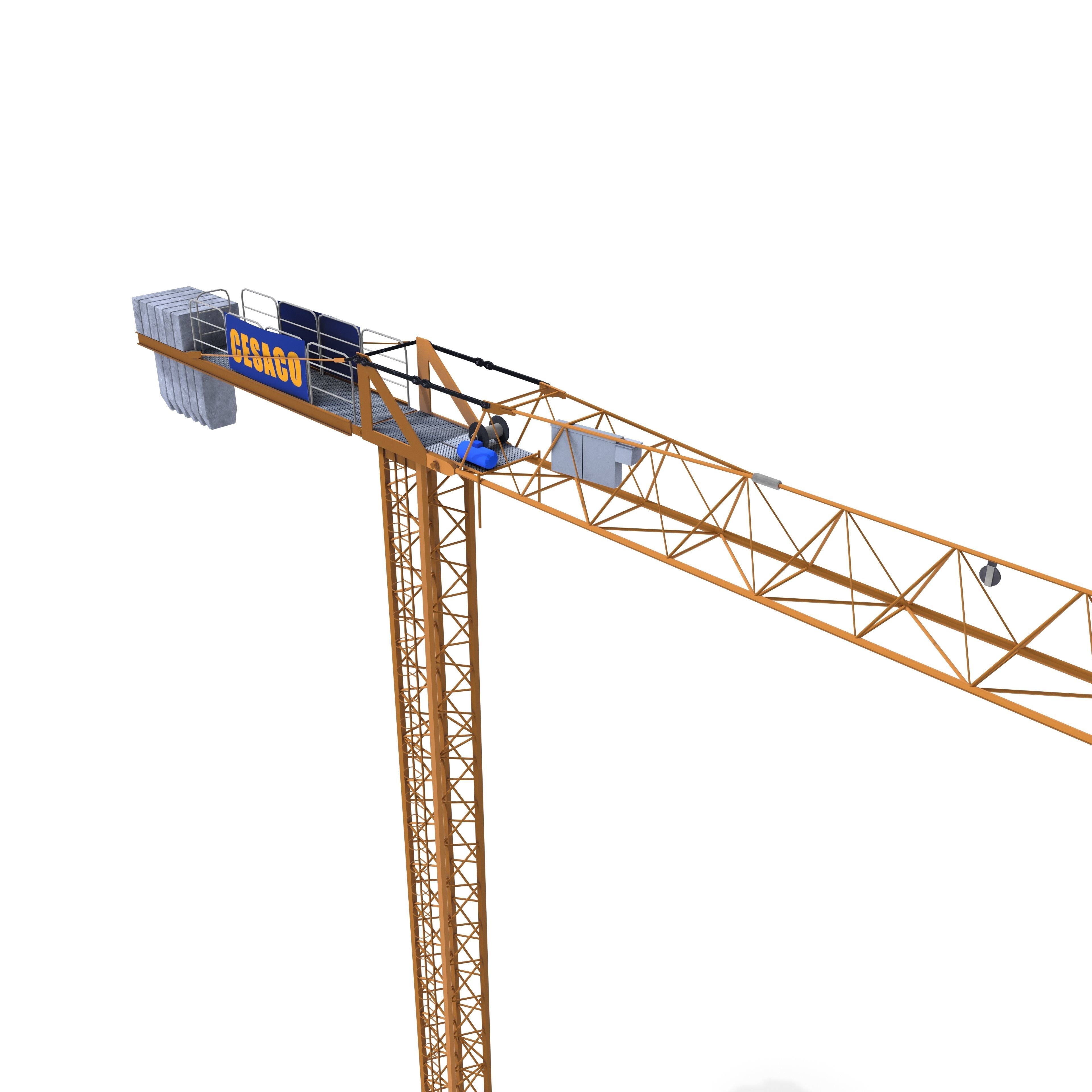 Low Poly Tower Crane 3D model_5