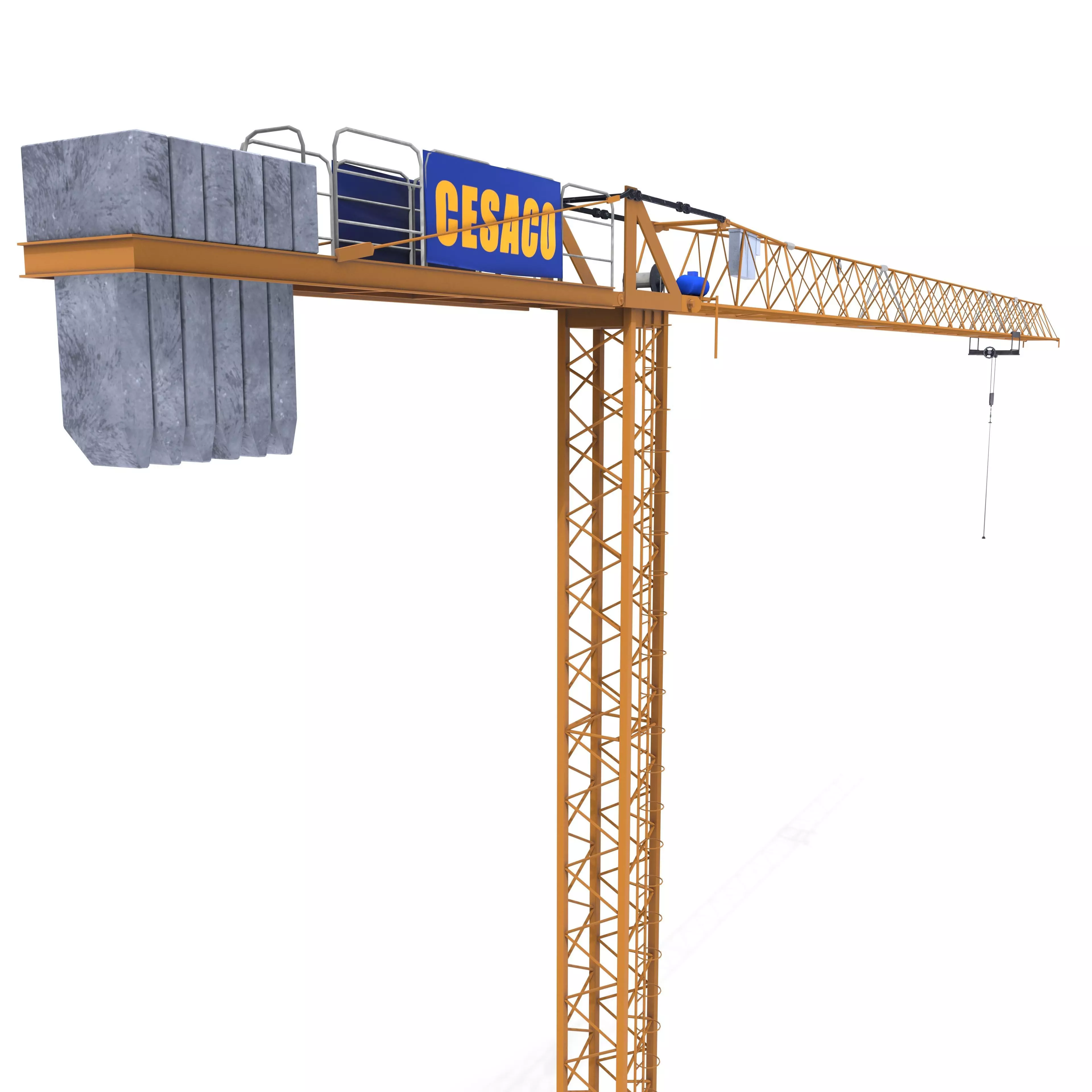 Low Poly Tower Crane 3D model_0