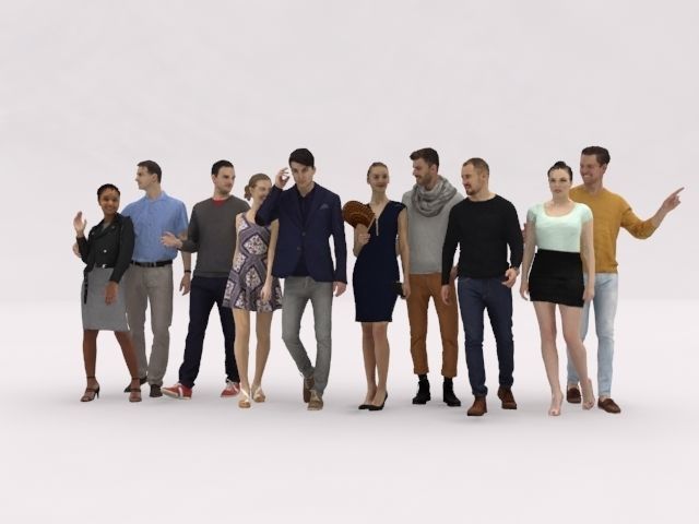 10X LOW POLY CASUAL PEOPLE VOL01 CROWD Low-poly 3D model_2