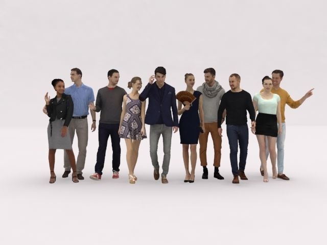 10X LOW POLY CASUAL PEOPLE VOL01 CROWD Low-poly 3D model_1