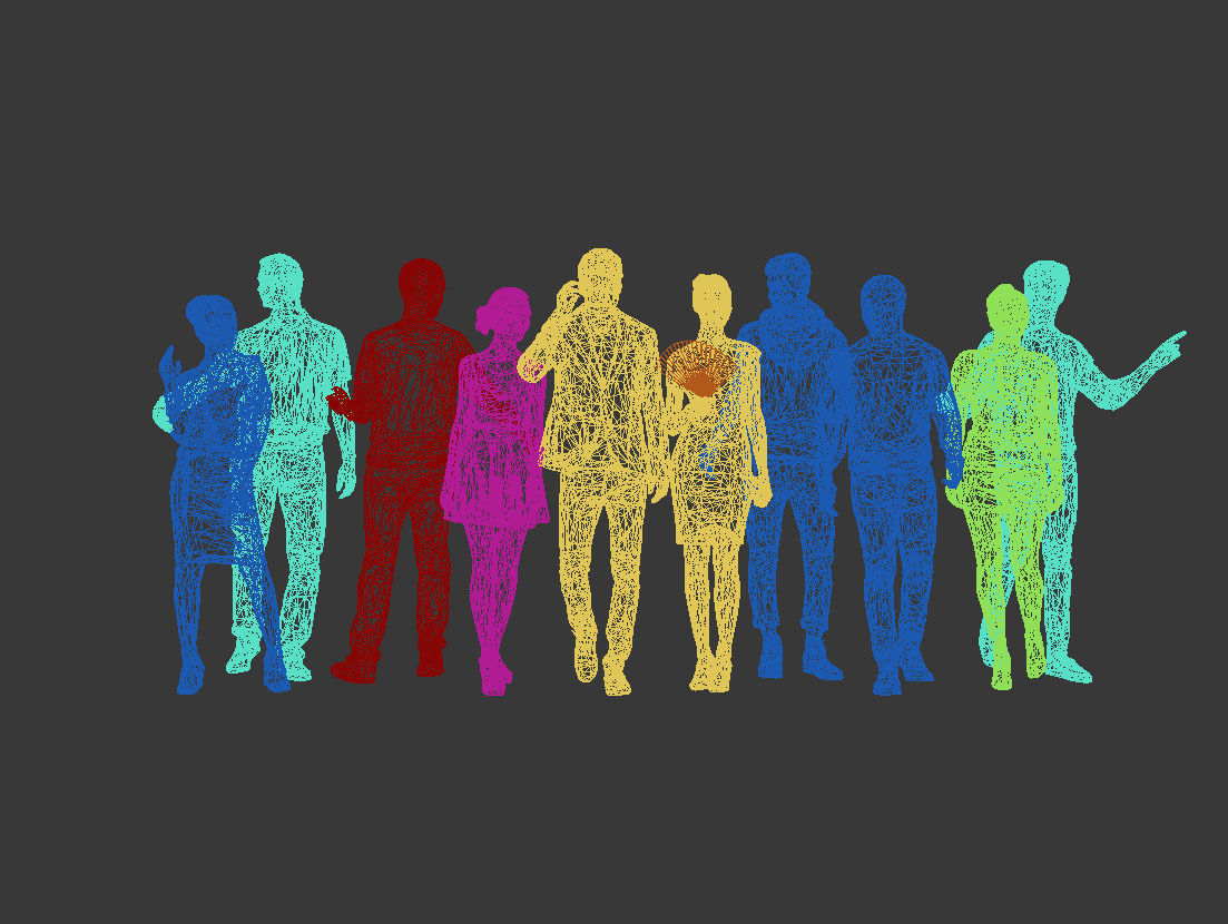 10X LOW POLY CASUAL PEOPLE VOL01 CROWD Low-poly 3D model_14