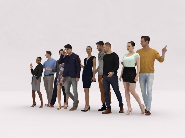 10X LOW POLY CASUAL PEOPLE VOL01 CROWD Low-poly 3D model_3