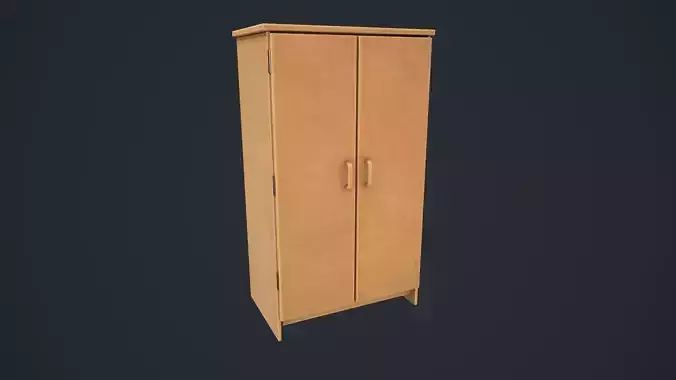 School Cupboard - Beech Wood Cupboard  - Cabinet Low-poly 3D model