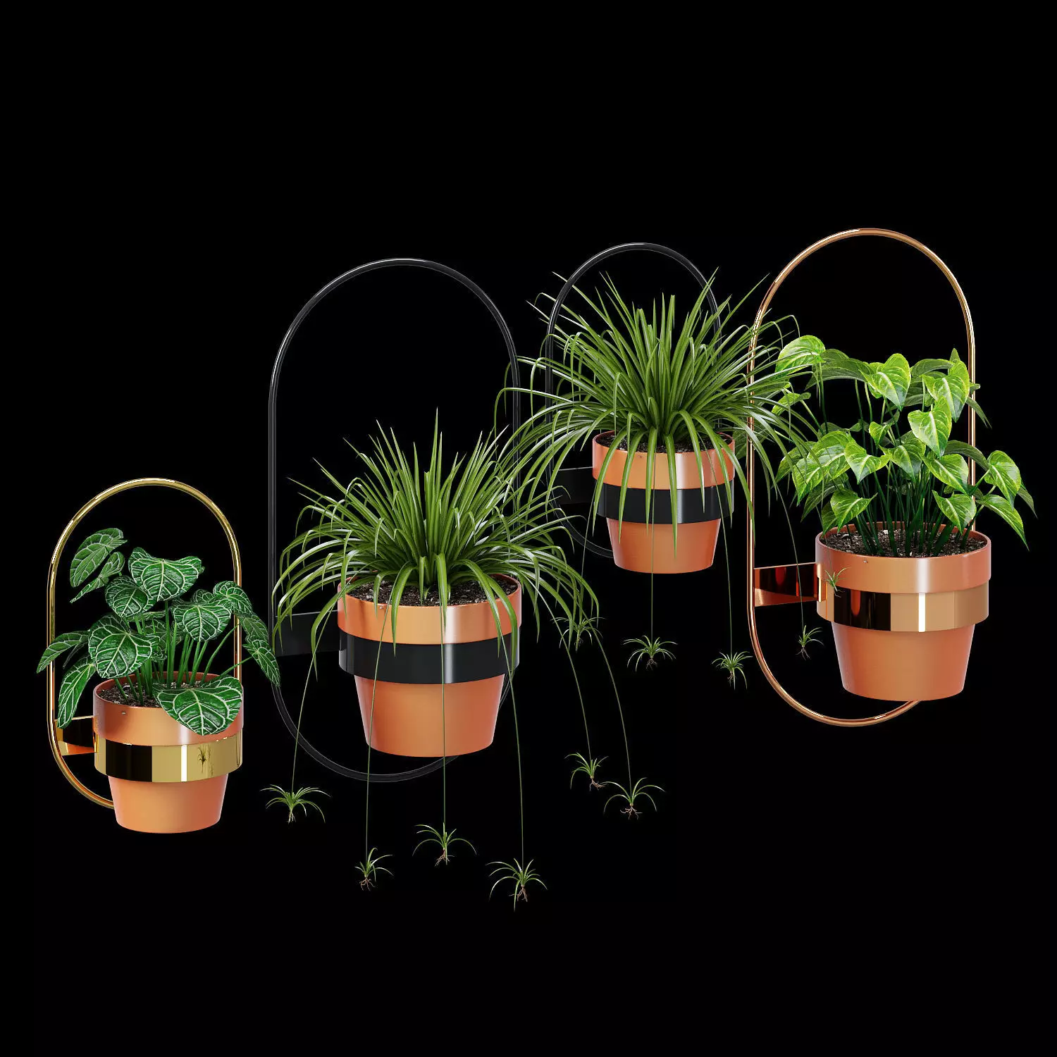 Wall planters oval 3D model