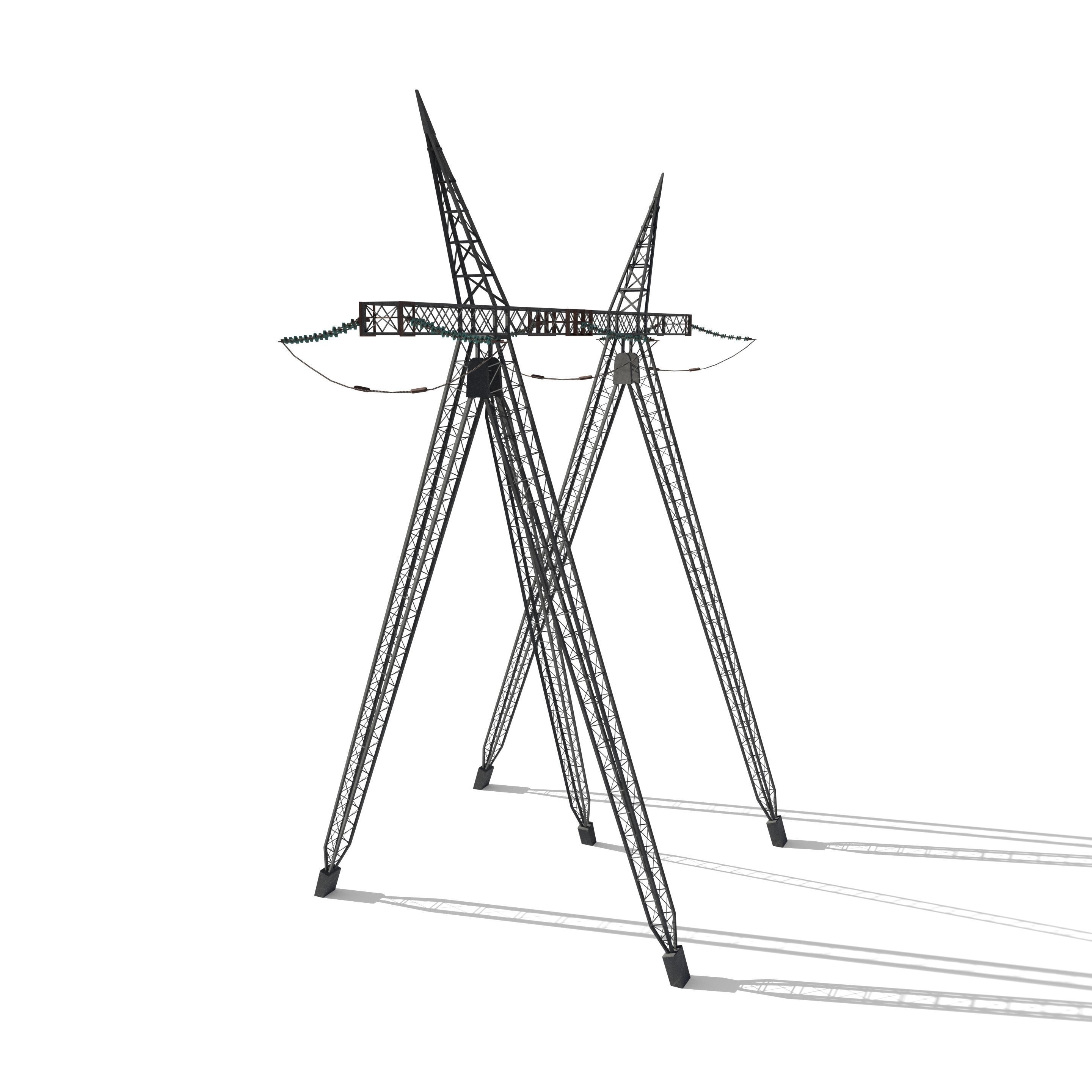 Electricity Pole 11 Low-poly 3D model_2