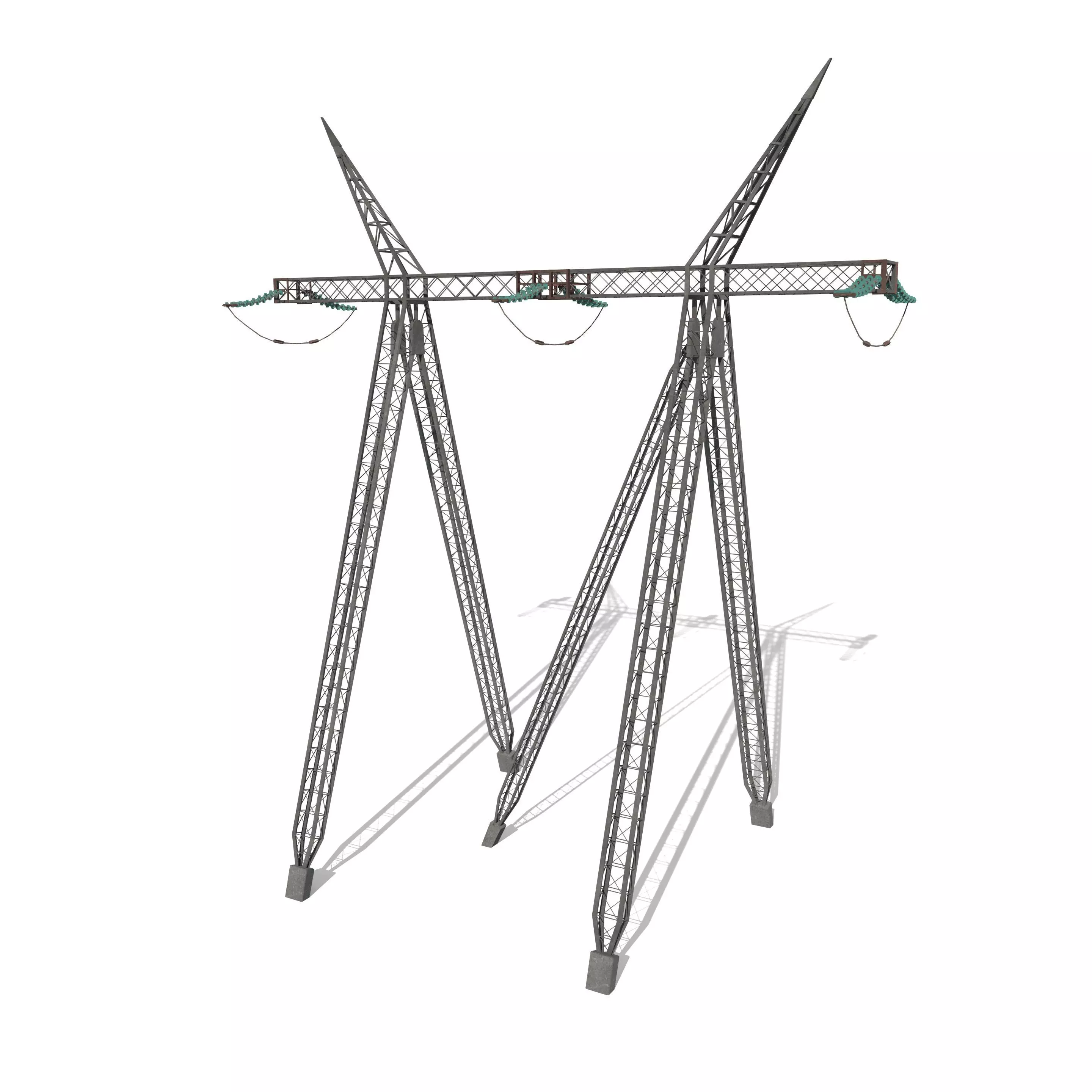 Electricity Pole 11 Low-poly 3D model_0