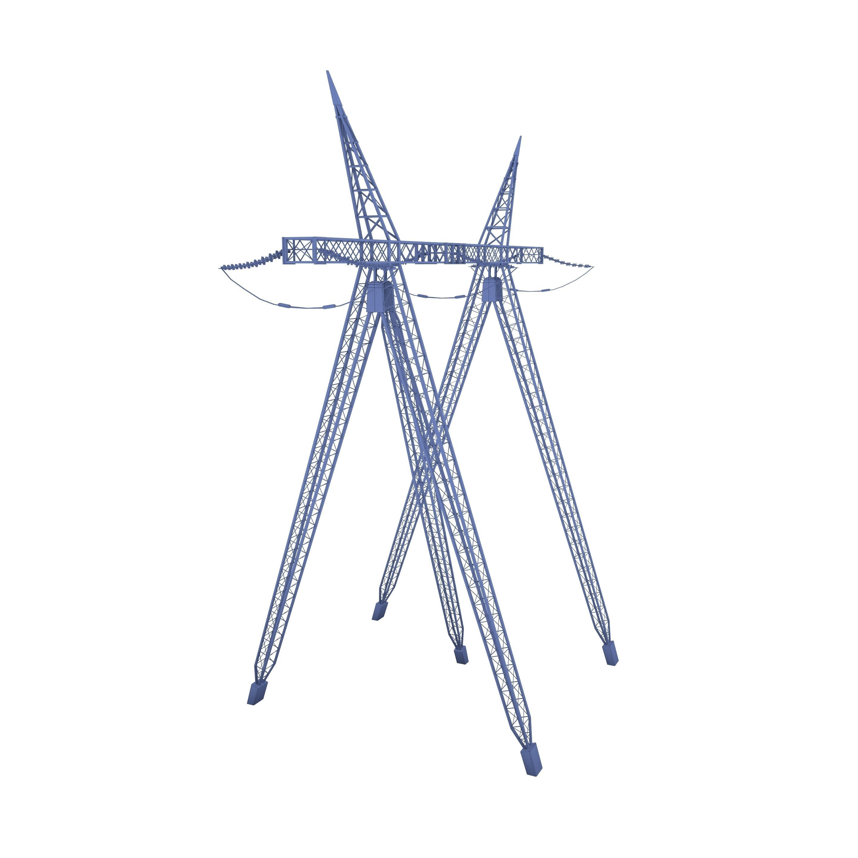 Electricity Pole 11 Low-poly 3D model_8