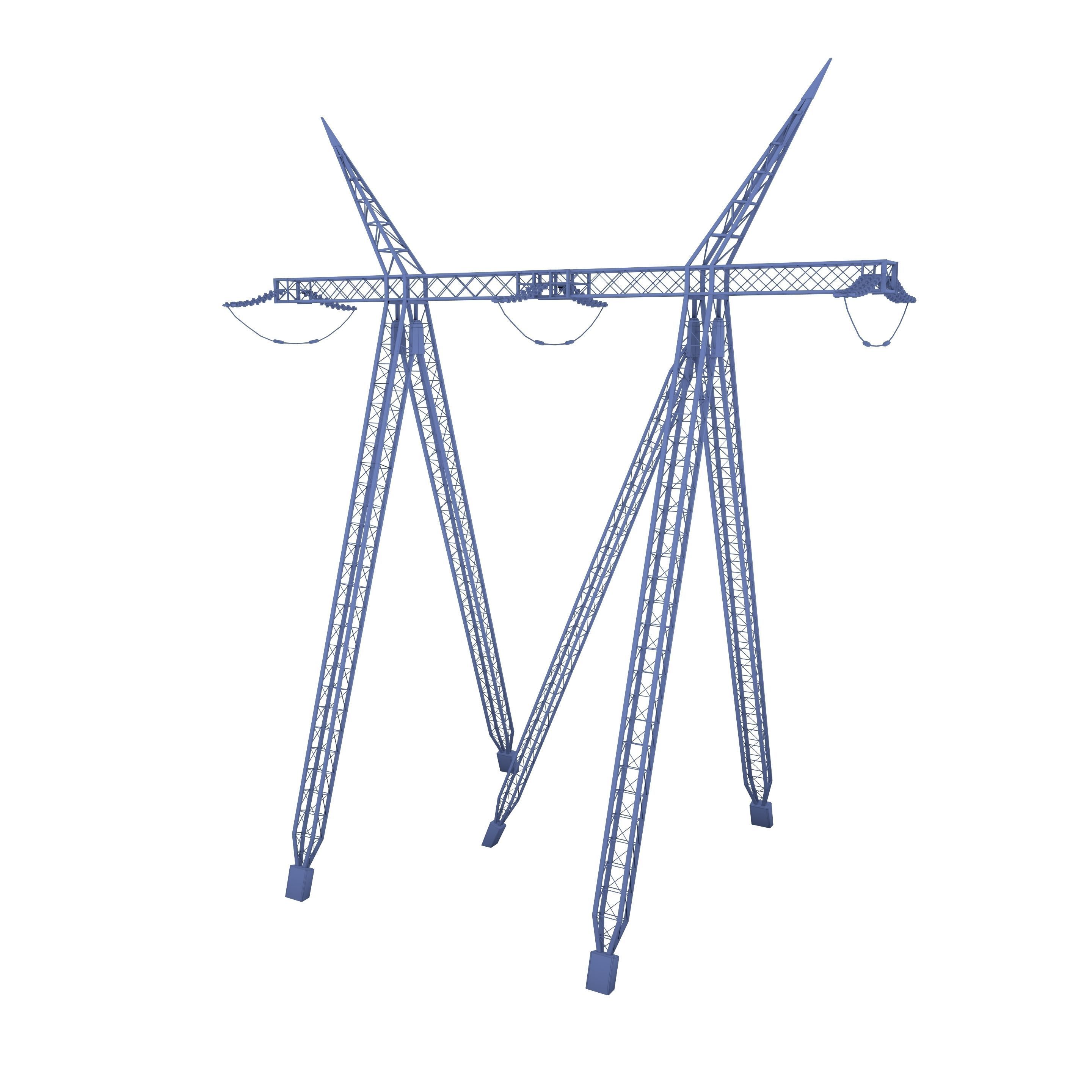 Electricity Pole 11 Low-poly 3D model_5