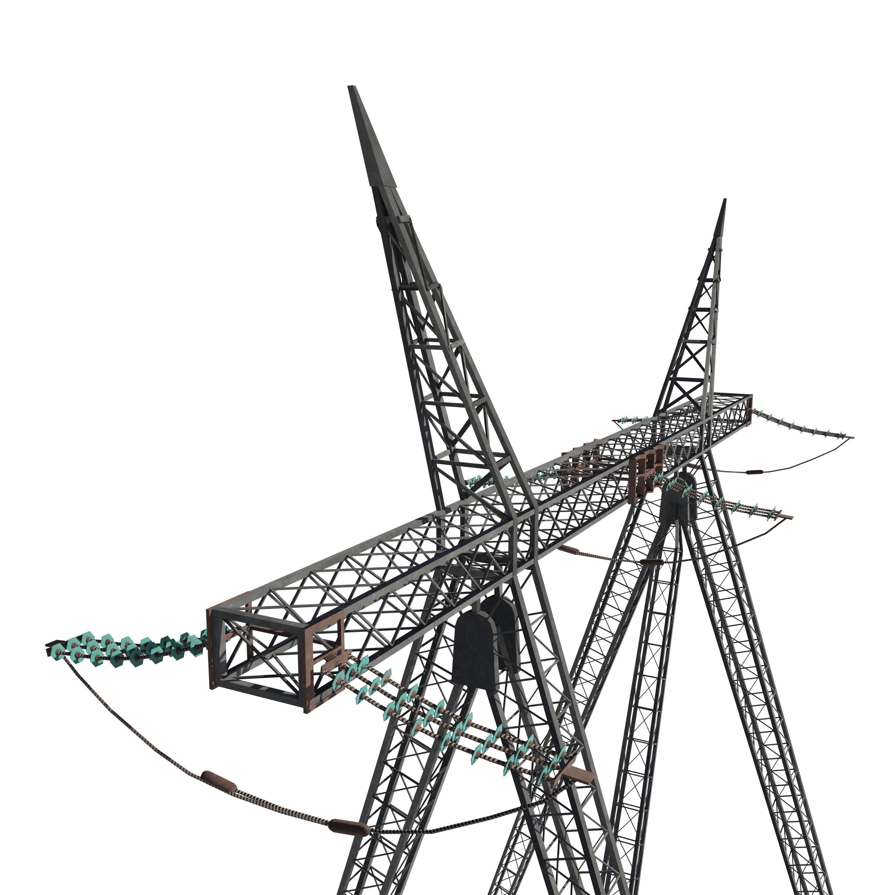 Electricity Pole 11 Low-poly 3D model_3