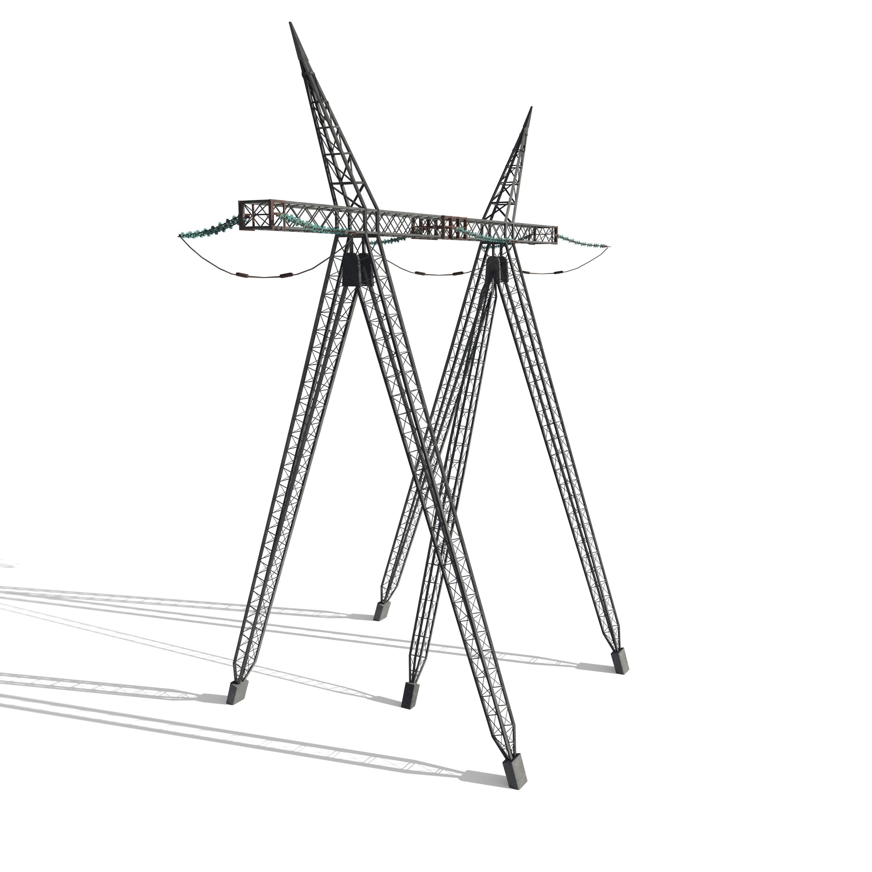 Electricity Pole 11 Low-poly 3D model_1