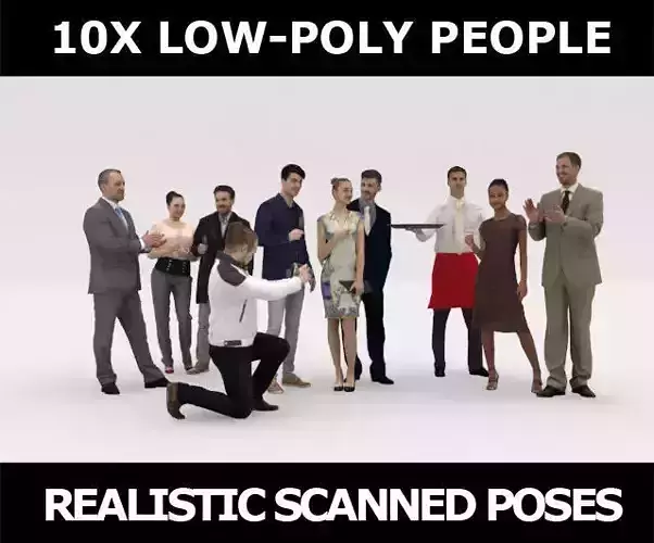 10x LOW POLY ELEGANT CASUAL PEOPLE VOL01 CROWD