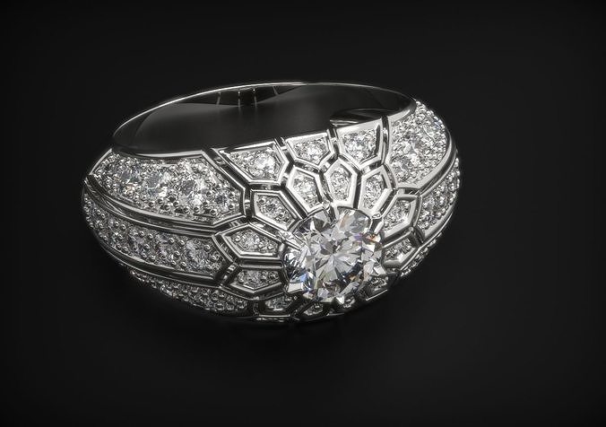 Delicate stylish womens ring with diamonds  481 3D print model