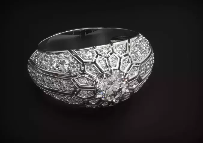 Delicate stylish womens ring with diamonds  481 3D print model