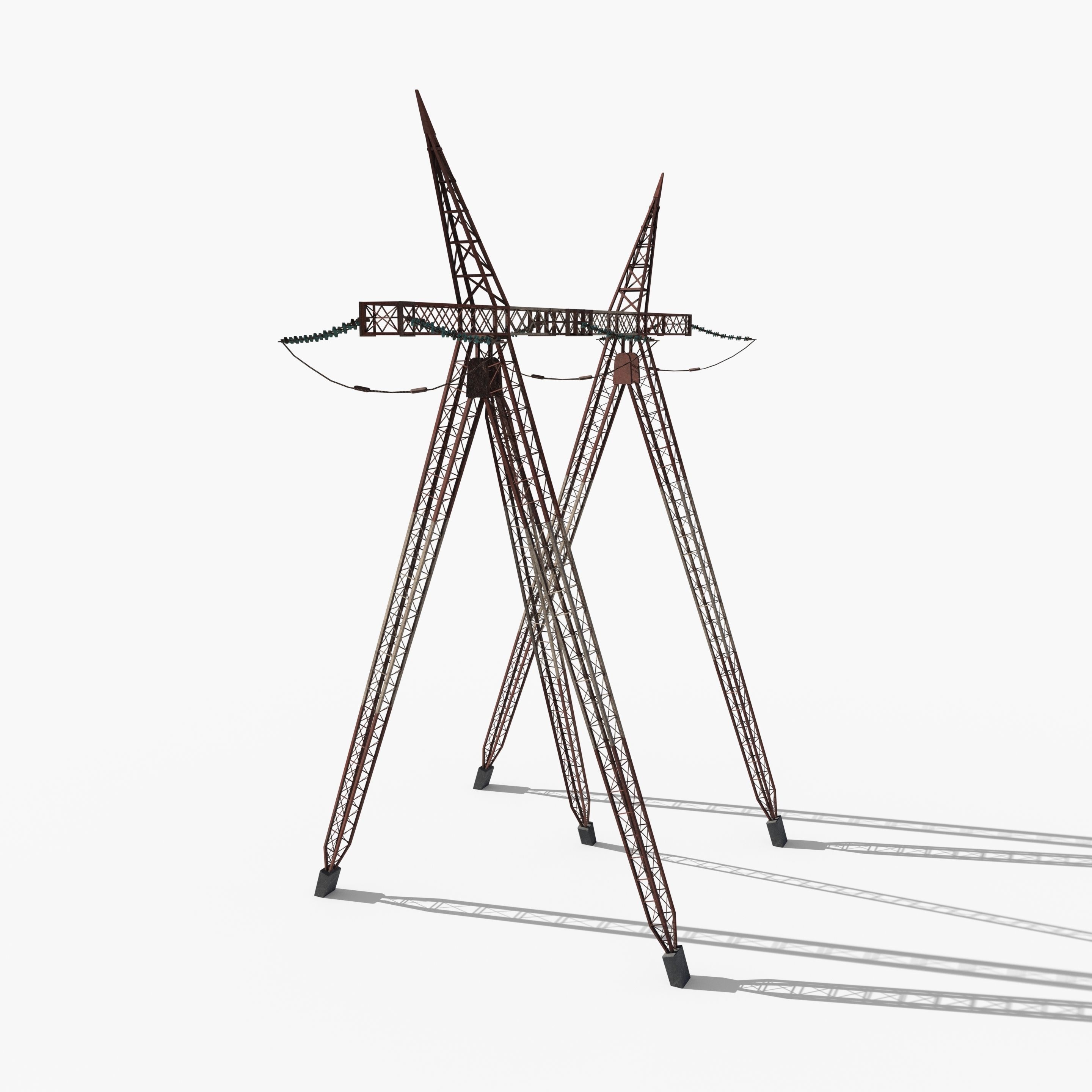 Electricity Pole 12 Weathered Low-poly 3D model_3