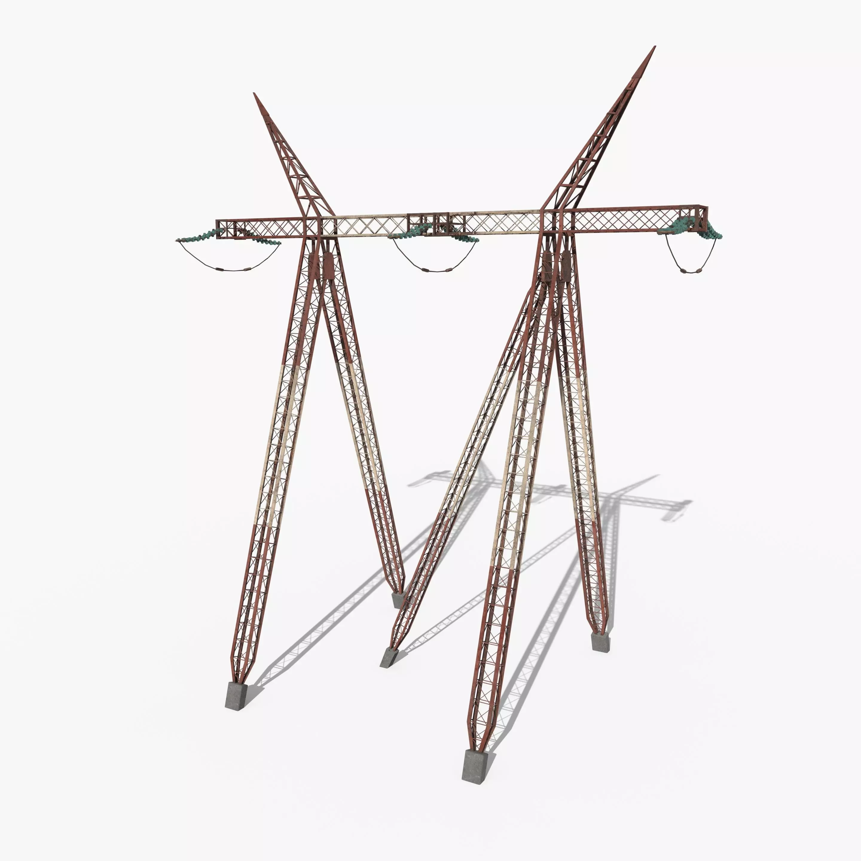 Electricity Pole 12 Weathered Low-poly 3D model_0