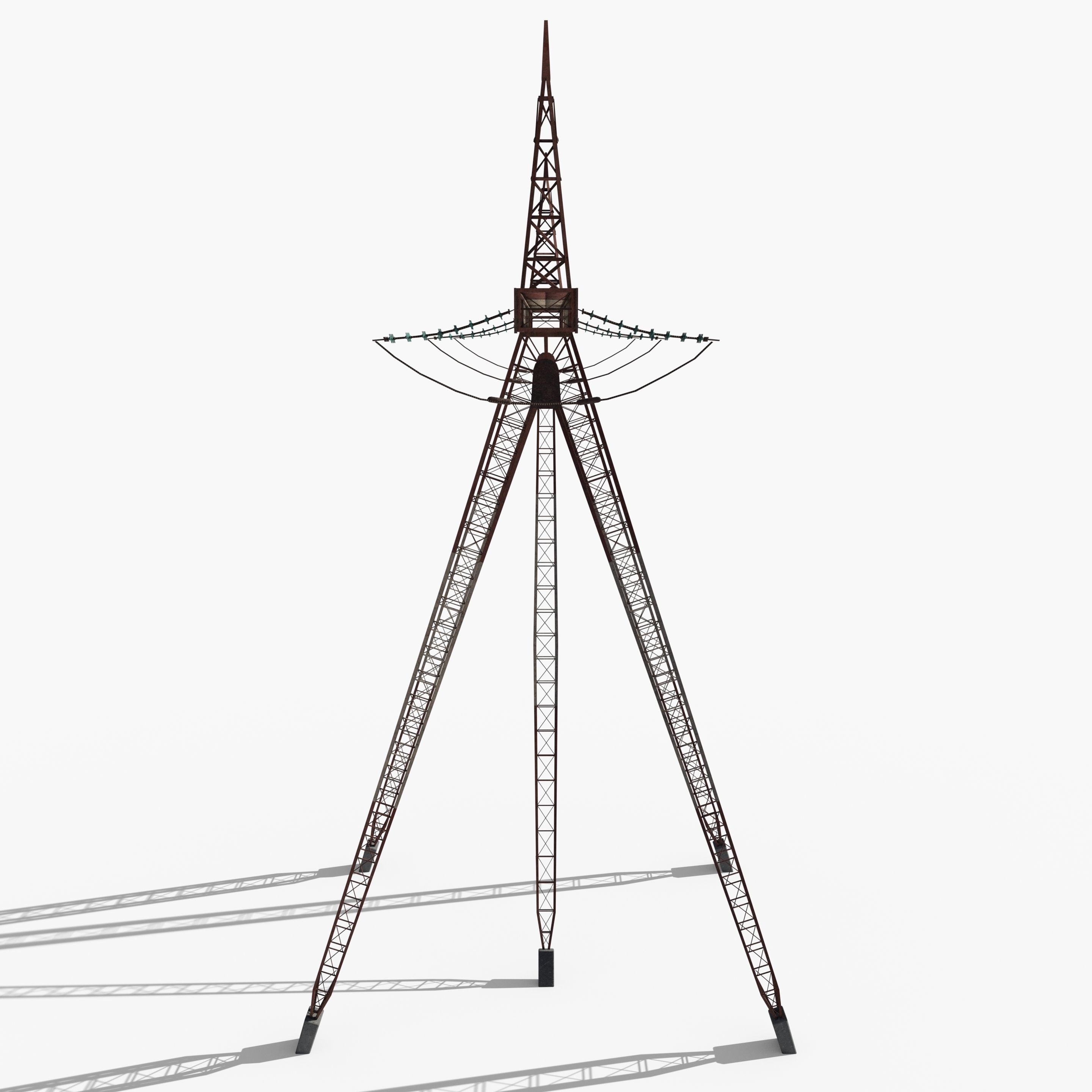 Electricity Pole 12 Weathered Low-poly 3D model_2