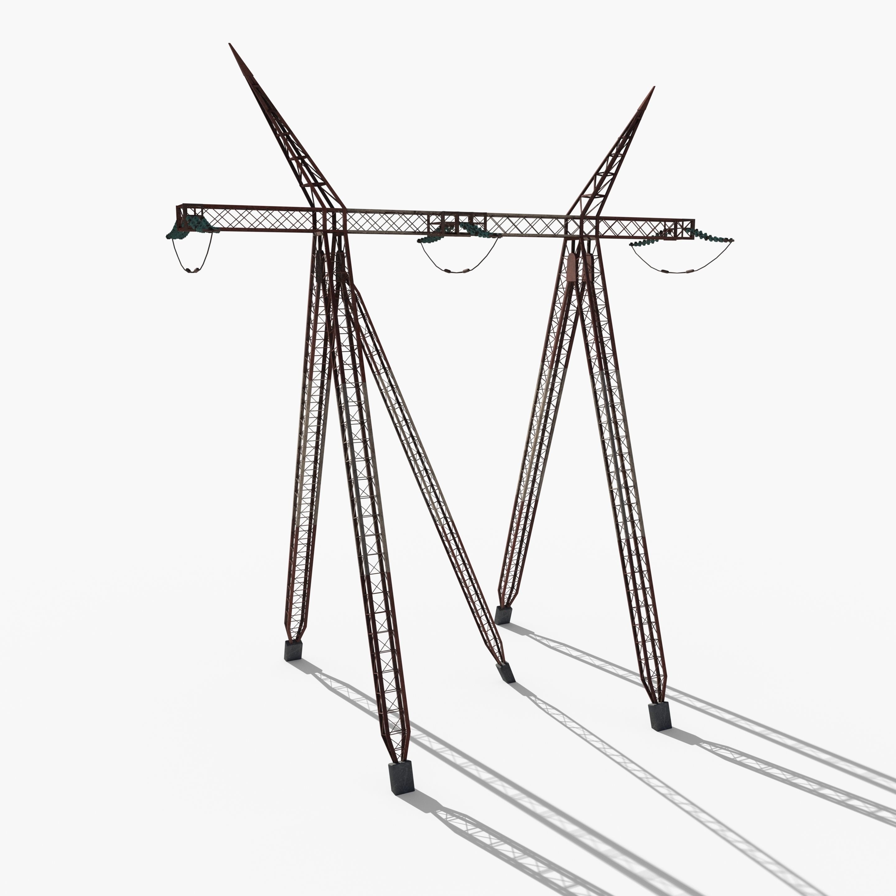 Electricity Pole 12 Weathered Low-poly 3D model_4