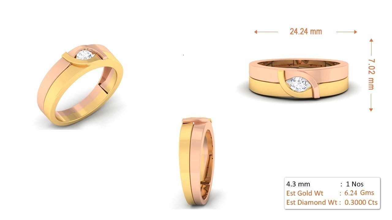 Couple Band Ring 3dm mgx render detail 3D print model_2