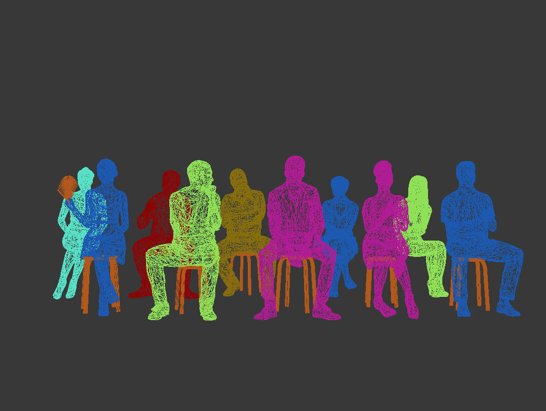 10x LOW POLY ELEGANT CASUAL SITTING PEOPLE VOL01 CROWD Low-poly 3D model_14